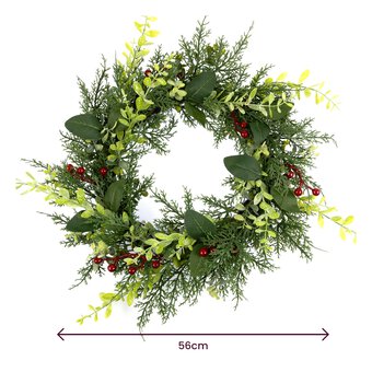 Green Wreath with Red Berries 56cm image number 5