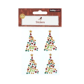 Christmas Tree Gem Stickers 4 Pack