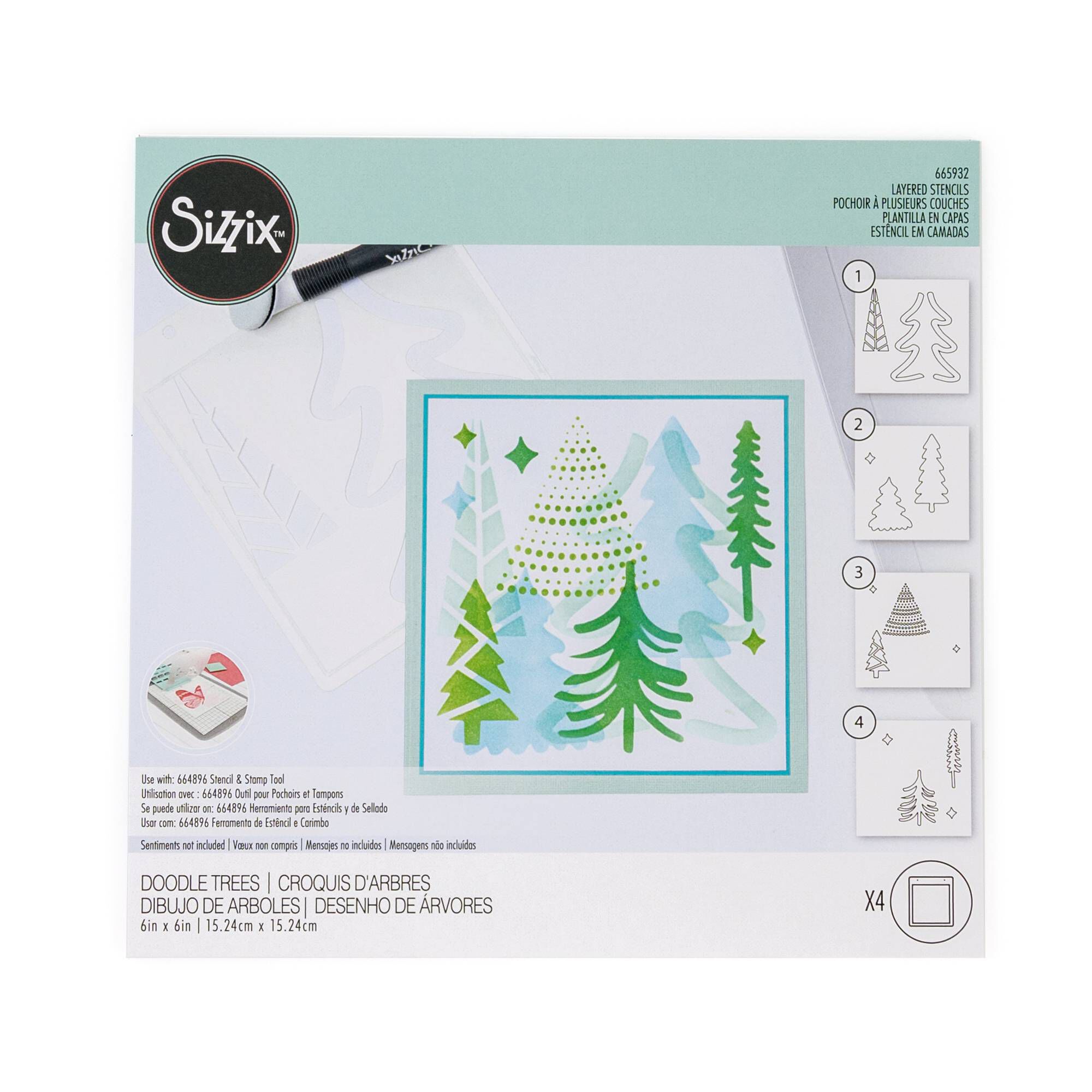 Sizzix Doodle Trees Layered Stencil Set 4 Pack | Hobbycraft