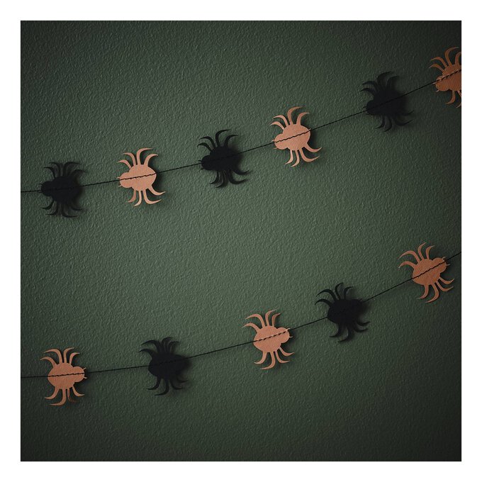 Orange and Black Paper Spider Garland 5m image number 1