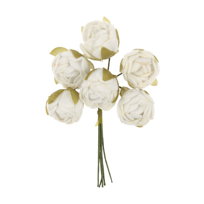 Ivory Round Petite Flower Picks 6 Pieces image number 1