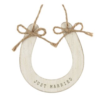 Just Married Wooden Horseshoe 12cm