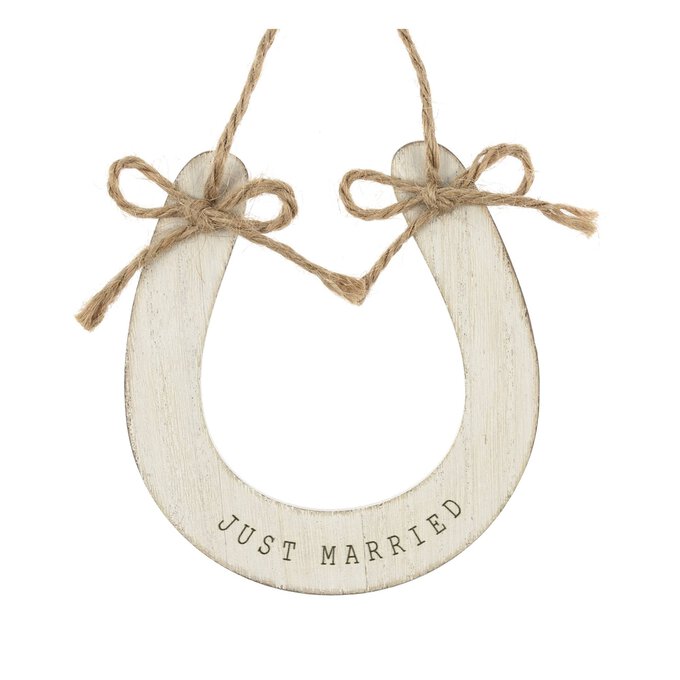 Just Married Wooden Horseshoe 12cm image number 1