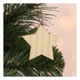 Natural Wood Hanging Stars 5.5cm 10 Pack image number 3