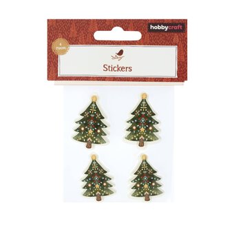 Christmas Tree 3D Paper Stickers 4 Pack