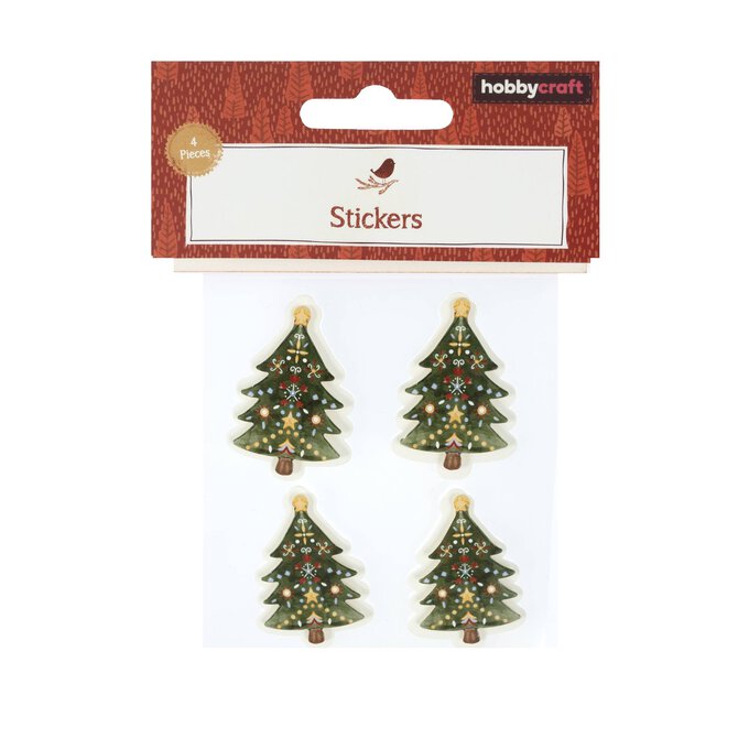 Christmas Tree 3D Paper Stickers 4 Pack image number 1