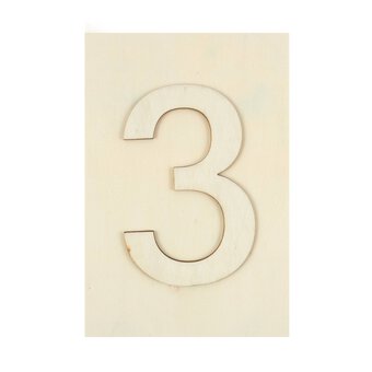 Wooden Number 3 Plaque 10cm x 15cm