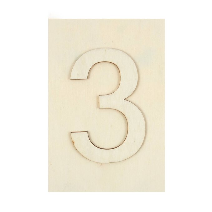 Wooden Number 3 Plaque 10cm x 15cm image number 1