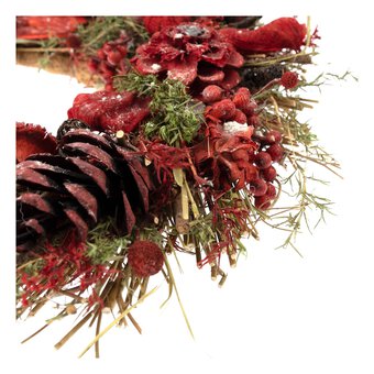 Red Dried Floral Wreath 36cm