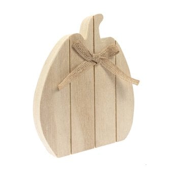 Wooden Pumpkin with Bow 18cm