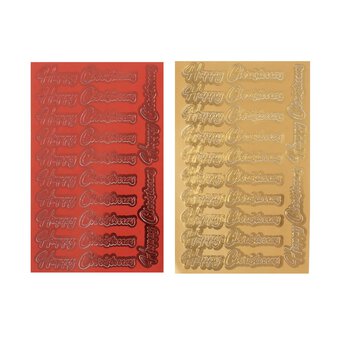 Gold and Red Happy Christmas Foil Stickers 24 Pack