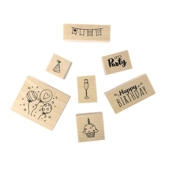 Party Wooden Stamp Set 7 Pieces