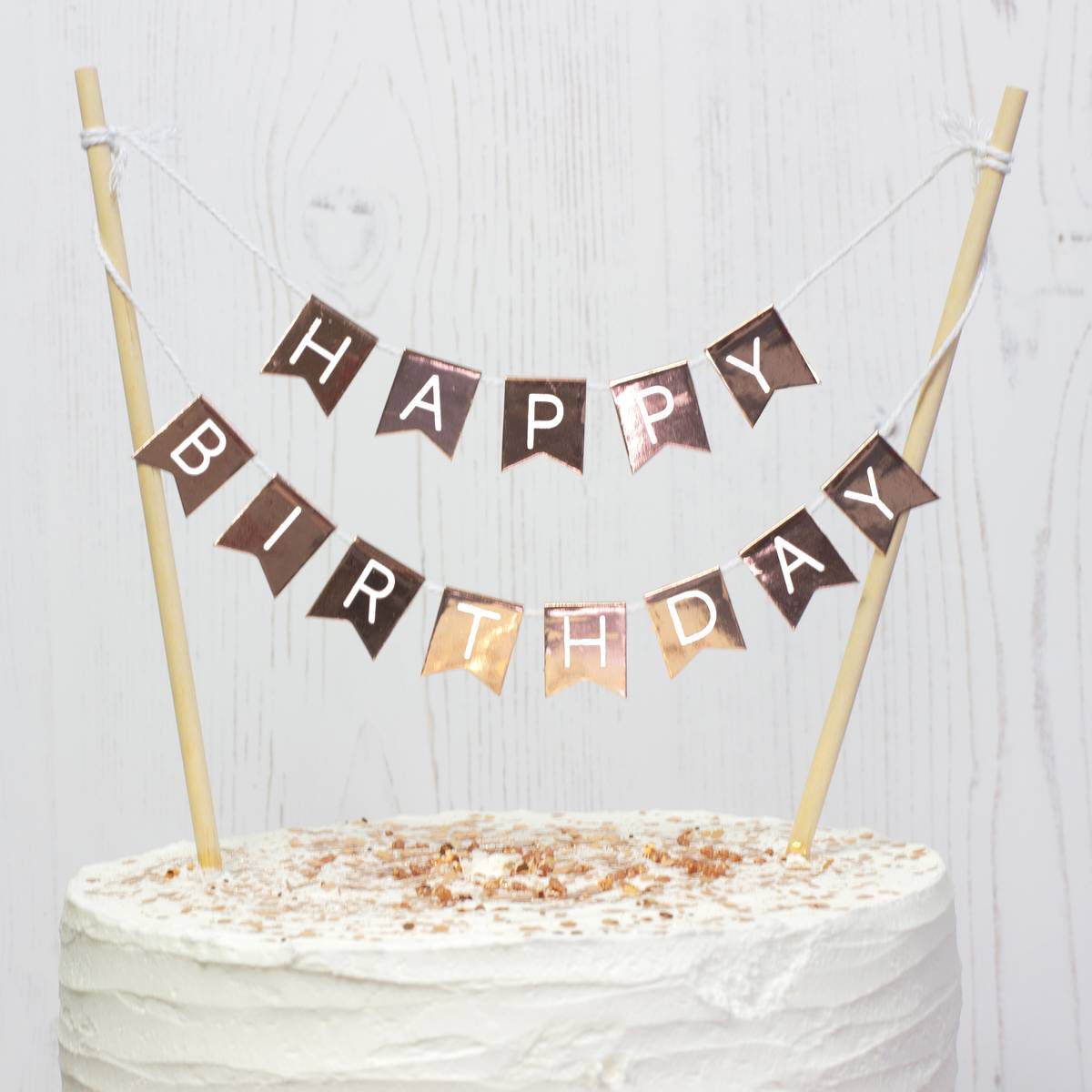Happy Birthday Bunting Banner Cake Topper - Blue