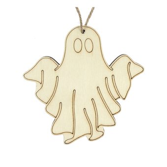 Hanging Wooden Ghost Decoration 10cm image number 2