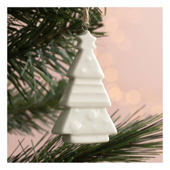 Hanging Glazed Ceramic Tree Decoration 7cm