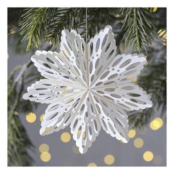 Hanging Off-White Paper Snowflake Decoration 15cm