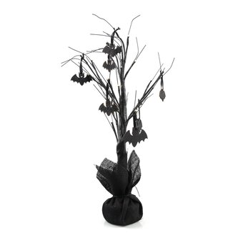 Black Light-Up Halloween Tree 60cm  image number 2