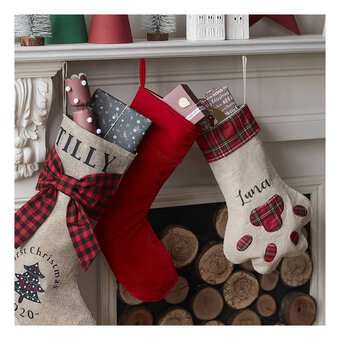 Paw Print Hessian Stocking 39cm