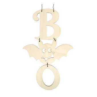 Hanging Wooden Boo Sign 23.5cm