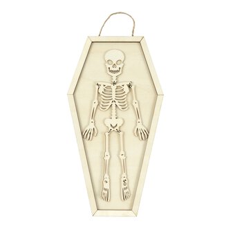 Hanging Wooden Skeleton Coffin Decoration 30cm
