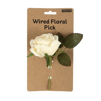 Single Cream Rose Pick 13cm image number 5