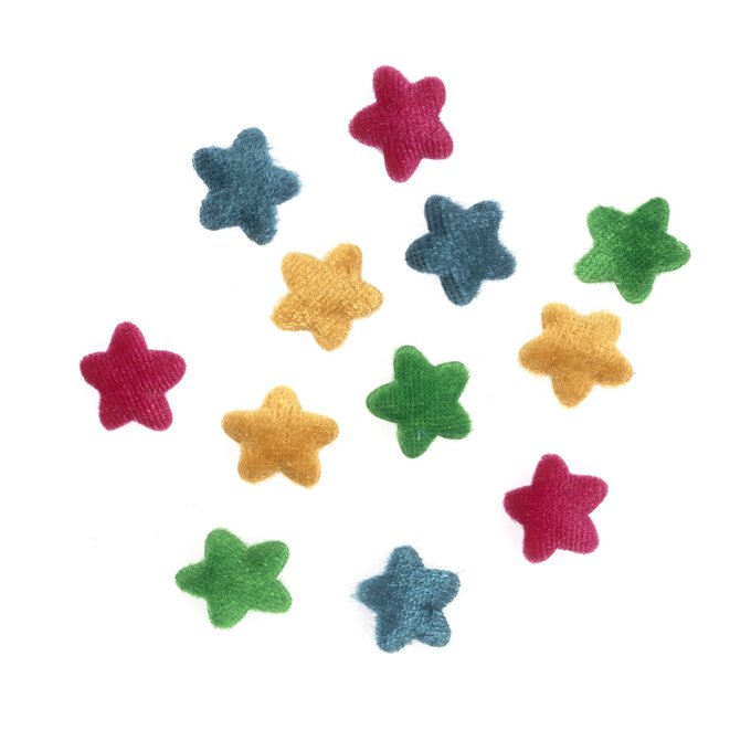 Multicolour Velvet Star Embellishments 12 Pack image number 1