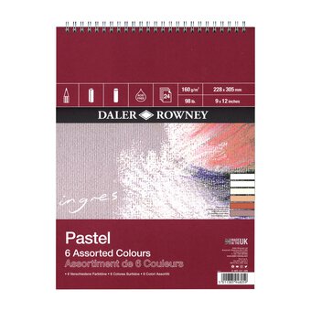 Daler-Rowney Assorted Ingres Pastel Paper 12 x 9 Inches 24 Sheets