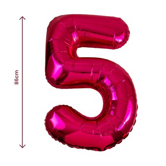 Extra Large Pink Foil Number 5 Balloon