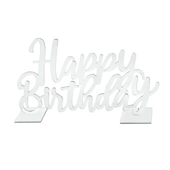Silver Acrylic Happy Birthday Sign 32cm x 20cm image number 2