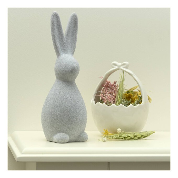 Ceramic Bunny Rabbit With Easter Egg Basket Figurine Home Decor Kitchen  Decor Spring Decor Easter Decor 