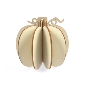 Wooden 3D Pumpkin Decoration 15cm