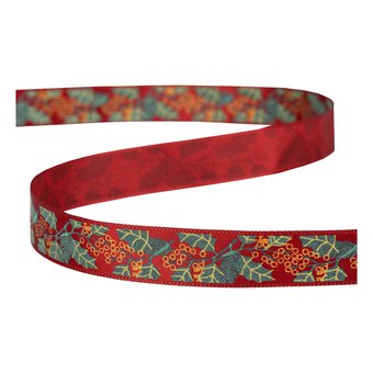 Holly Printed Ribbon 15mm x 3m image number 3