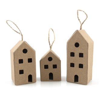 Mache House Hanging Decorations 3 Pack