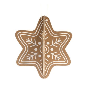Kraft 3D Cardboard Gingerbread Star 13cm