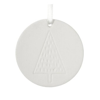 Hanging Ceramic Flat Bauble Tree Decoration 6cm image number 2