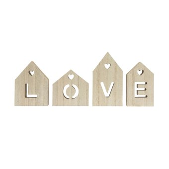 Wooden Love Houses Set 4 Pieces