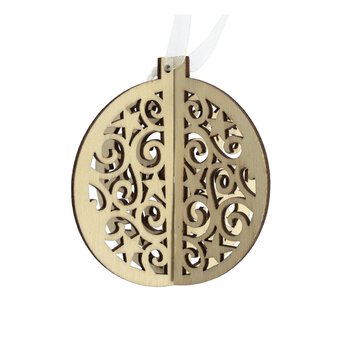 Hanging Wooden 3D Bauble Decoration 8cm image number 2