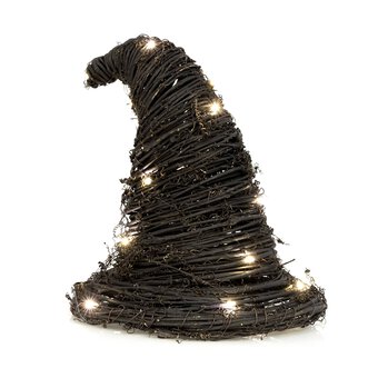 LED Black Rattan Witch’s Hat 27cm