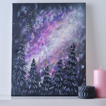 How to Paint a Galaxy Acrylic Painting on Black Gesso