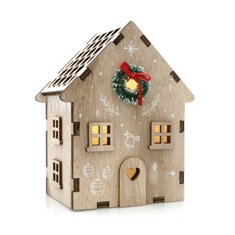 Wooden Printed Christmas House 15cm