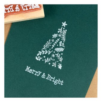 Merry and Bright Wooden Stamp 2.5cm x 6.3cm