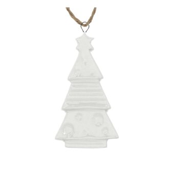 Hanging Glazed Ceramic Tree Decoration 7cm image number 2