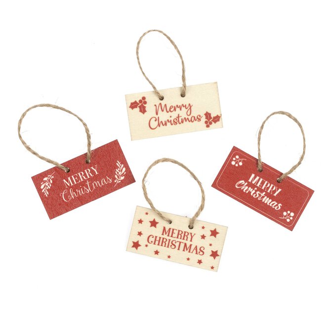 Merry Christmas Wooden Embellishments 4 Pack image number 1