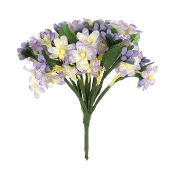 White and Purple Verbana Floral Pick 10cm