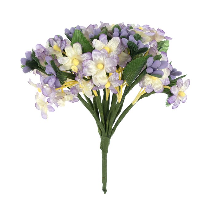 White and Purple Verbana Floral Pick 10cm image number 1