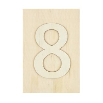 Wooden Number 8 Plaque 10cm x 15cm