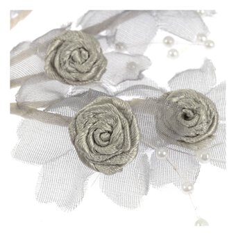 Silver Pearl Rose Wired Floral Picks 6 Pieces image number 3