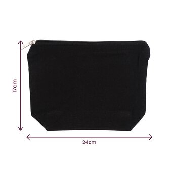 Black Cotton Zip Pouch 24cm x 17cm image number 4