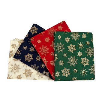 Metallic Snowflakes Cotton Fat Quarters 4 Pack