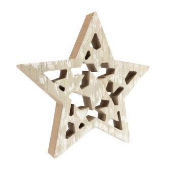 Wooden Standing Star 18cm 